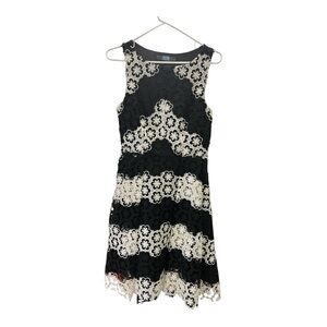 Eva Franco Fit and Flare Crochet Style Dress Black/White Size 6 *Sample Piece*